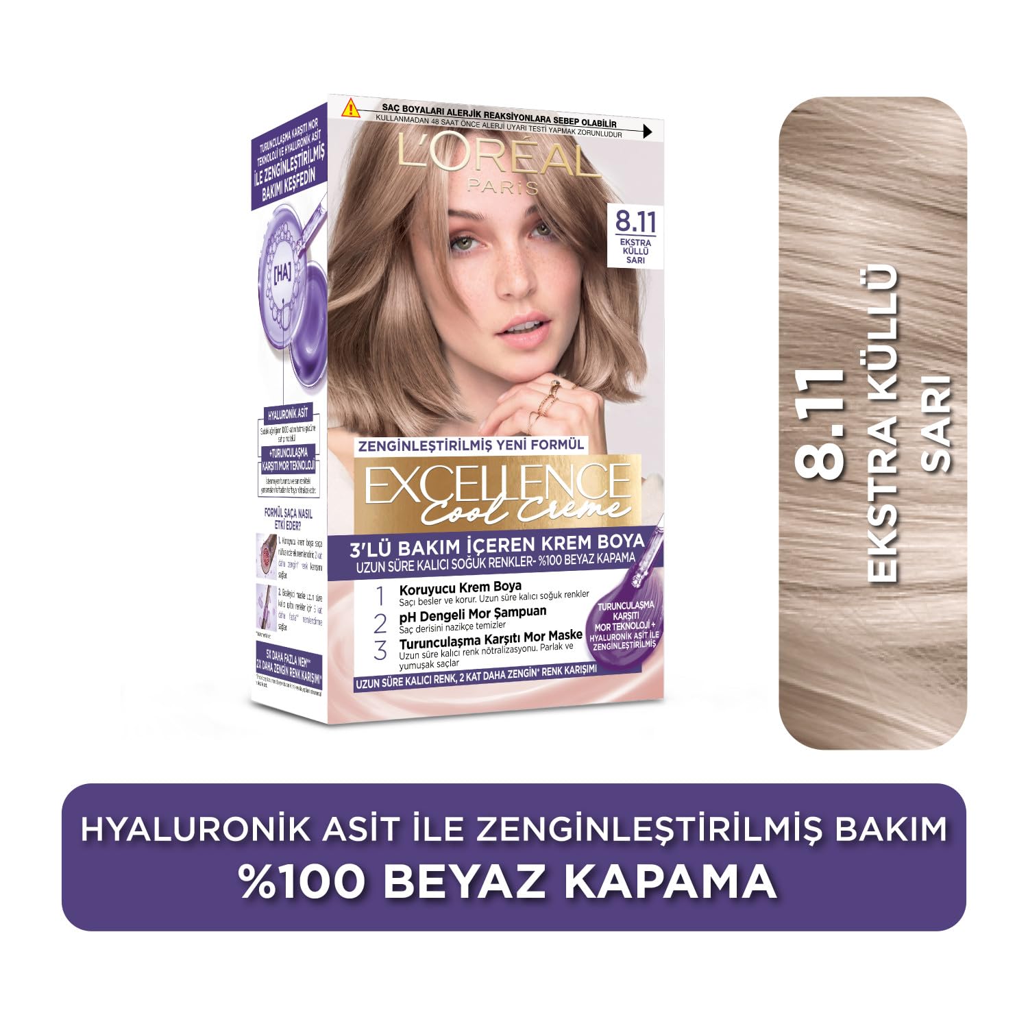 L’Oréal Paris Excellence Cool Creme Saç Boyası - 8.11 Ekstra Küllü Sarı