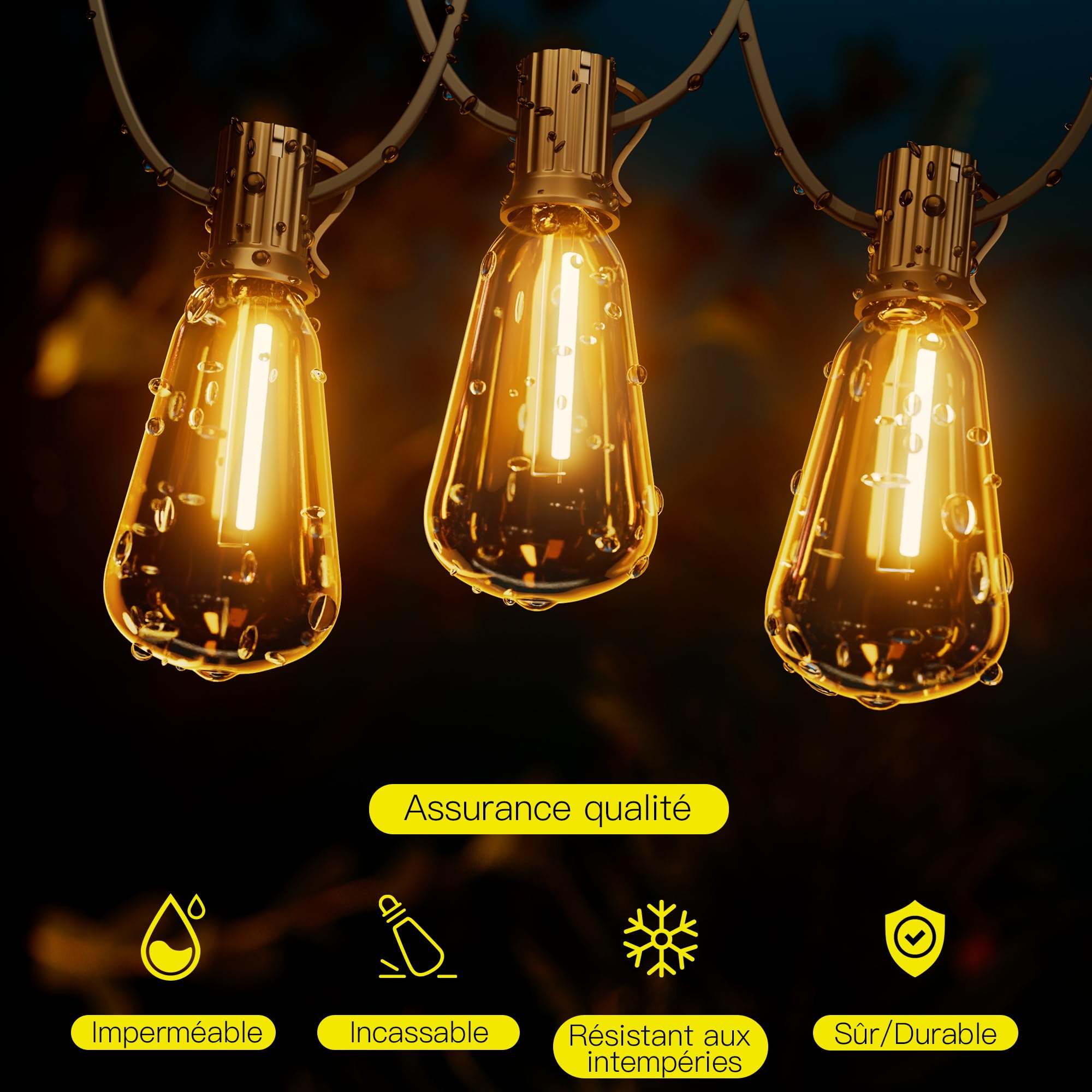 Guirlande Lumineuse Guinguette Exterieur 54M - ST38 180FT 90+4 LED Ampoules de Guirlandes Jardin Lumiere Exterieure Connectable IP65 Imperméable Guirlande Lumières Extérieur Terrasse Pergola Balcon