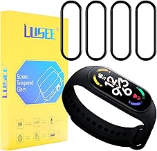 LUSEE 4 Pièces Protection écran compatible avec Xiaomi Mi Band 7 Film Protecteur d'écran [3D incurvé] [Couverture complète] [HD] [Anti Rayure] Doux Montre Protecteurs et films d'écran pour Mi Band 7