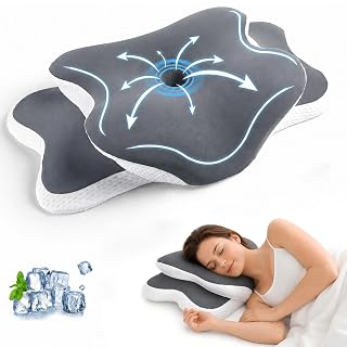 Ergonomic Cervical Pillow for Neck Pain Relief, Grey, 60*36*13cm | Dual-Height Contour, Neck Shoulder Support, Medium Memory Foam, Cooling Pillowcase, for Side Back Stomach Sleepers - Amazon product rated Grade A