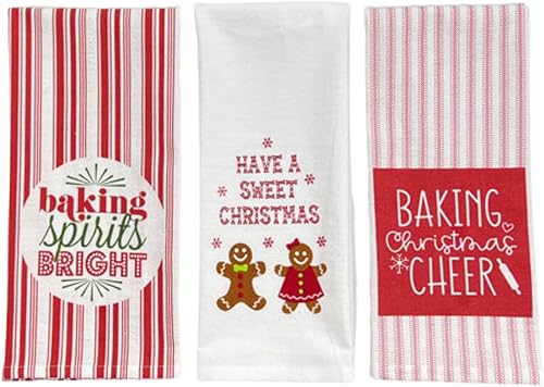 Vista 68 de Serafina Home Toallas de cocina navideñas navideñas: dos muñecos de nieve Be Jolly espiga y un muñeco de nieve bailarín, 3 piezas, tejido plano 100%