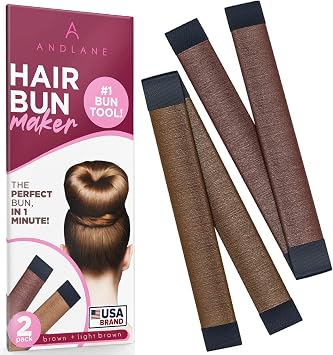 Fast Hair Bun Maker French Twist Hair Fold Wrap Snap 1 Brown, 1 Light Brown