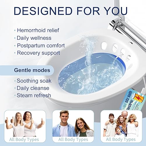 Miniatura 5 de Baño de Asiento Eléctrico para Inodoro, para Hemorroides y Cuidado Posparto - Asiento de Vapor Yoni - Remojo Perineal, Plegable, Asiento Amplio,