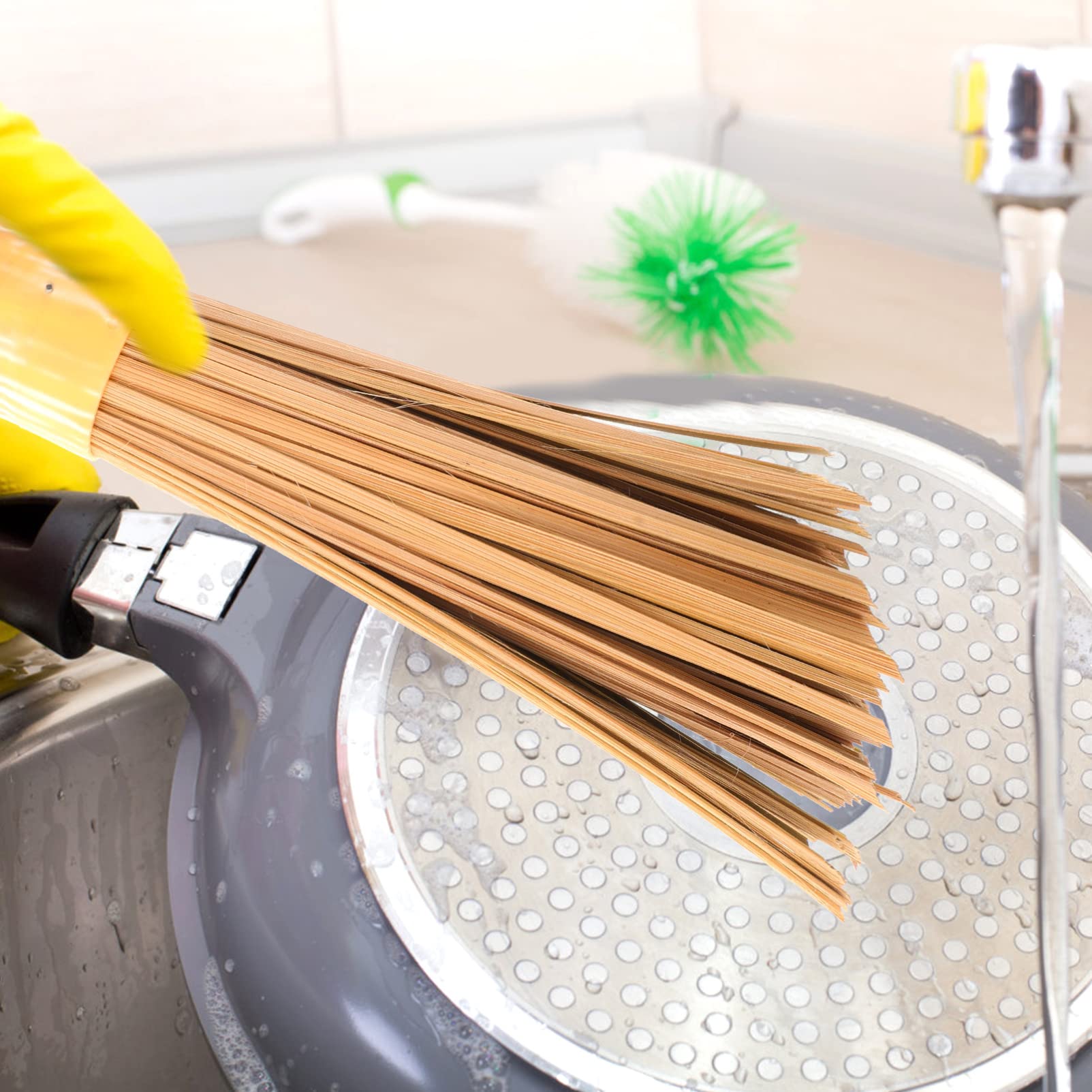 Brosse à Pot 3 Pièces en Bambou pour Nettoyage Multi-Fonction