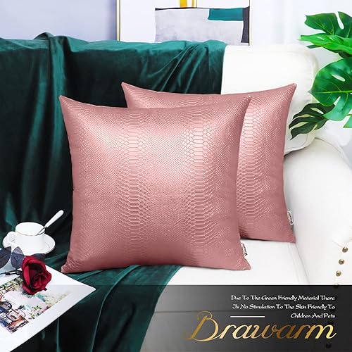 Miniatura 82 de BRAWARM Fundas de almohada de piel sintética de 16 x 16 pulgadas, paquete de 2 fundas de almohada de cuero plateado, almohadas decorativas de piel