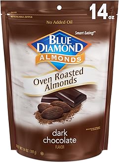Blue Diamond Almonds Oven Roasted Dark Chocolate Flavored Snack Nuts, 14 Oz Resealable Bag (Pack of 1)