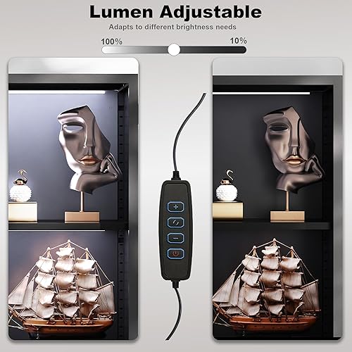 Miniatura 4 de Vitrina de 63 pulgadas de alto con puertas de cristal, vitrina alta con luces LED, vitrina para coleccionables, vitrinas de cristal con 3 estantes