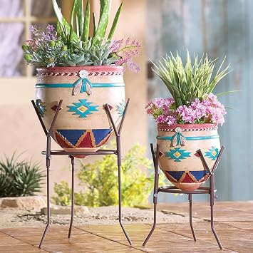 Collections Etc Southwest Garden Planters - Set of 2 NO Size