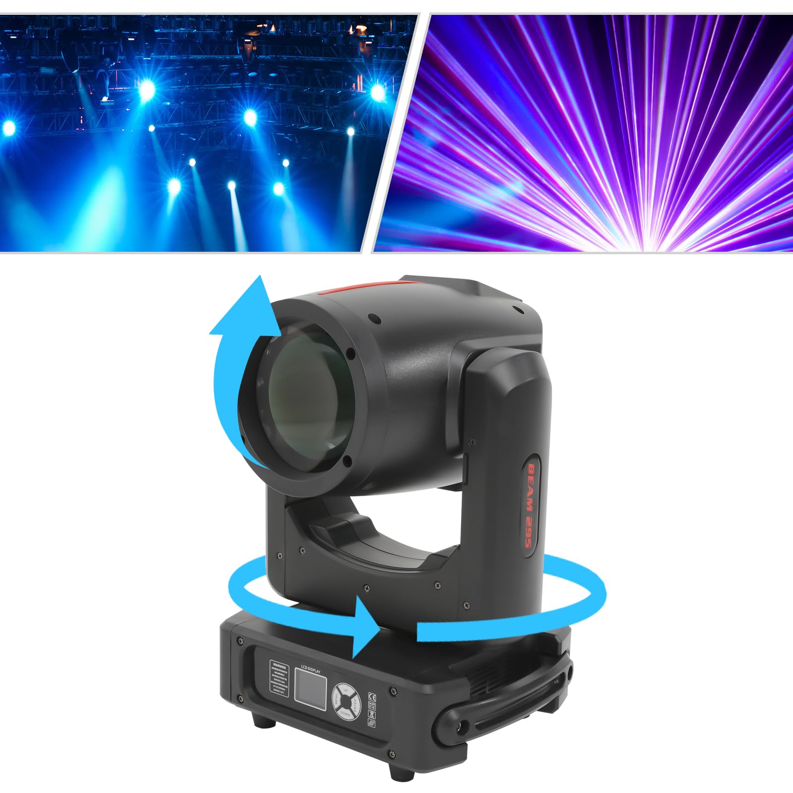 295W Moving Head Beam Light RGBW LED DMX512 - Foco de escenario con 5 efectos de luz para discoteca, fiesta, boda, baile
