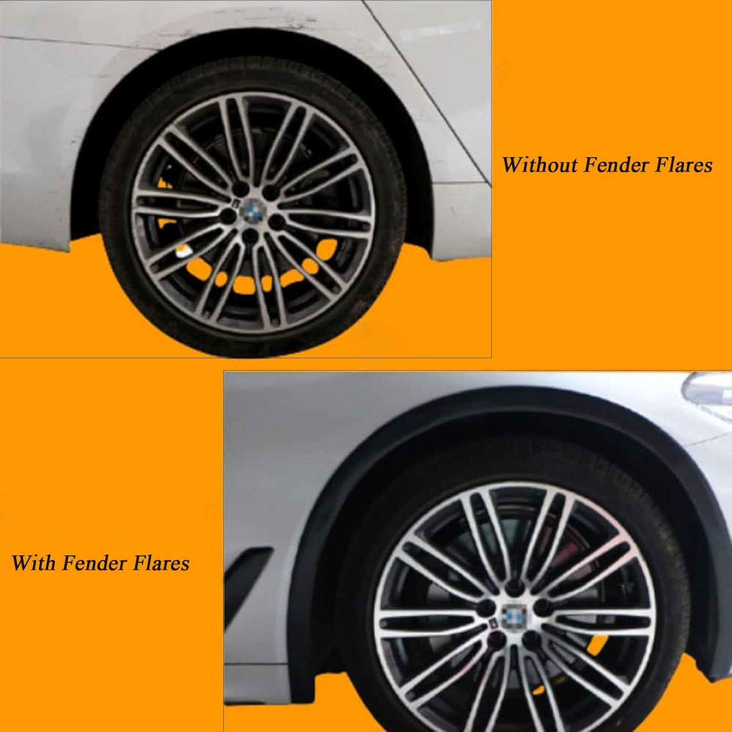 TuTuYa Fender Flares, 4.9Ft/1.5m Universal Car Wheel Fender Extension Moulding Flares Auto Tyre Eyebrow Trim Strip Stick Out Edge,Pack of 4 Pcs