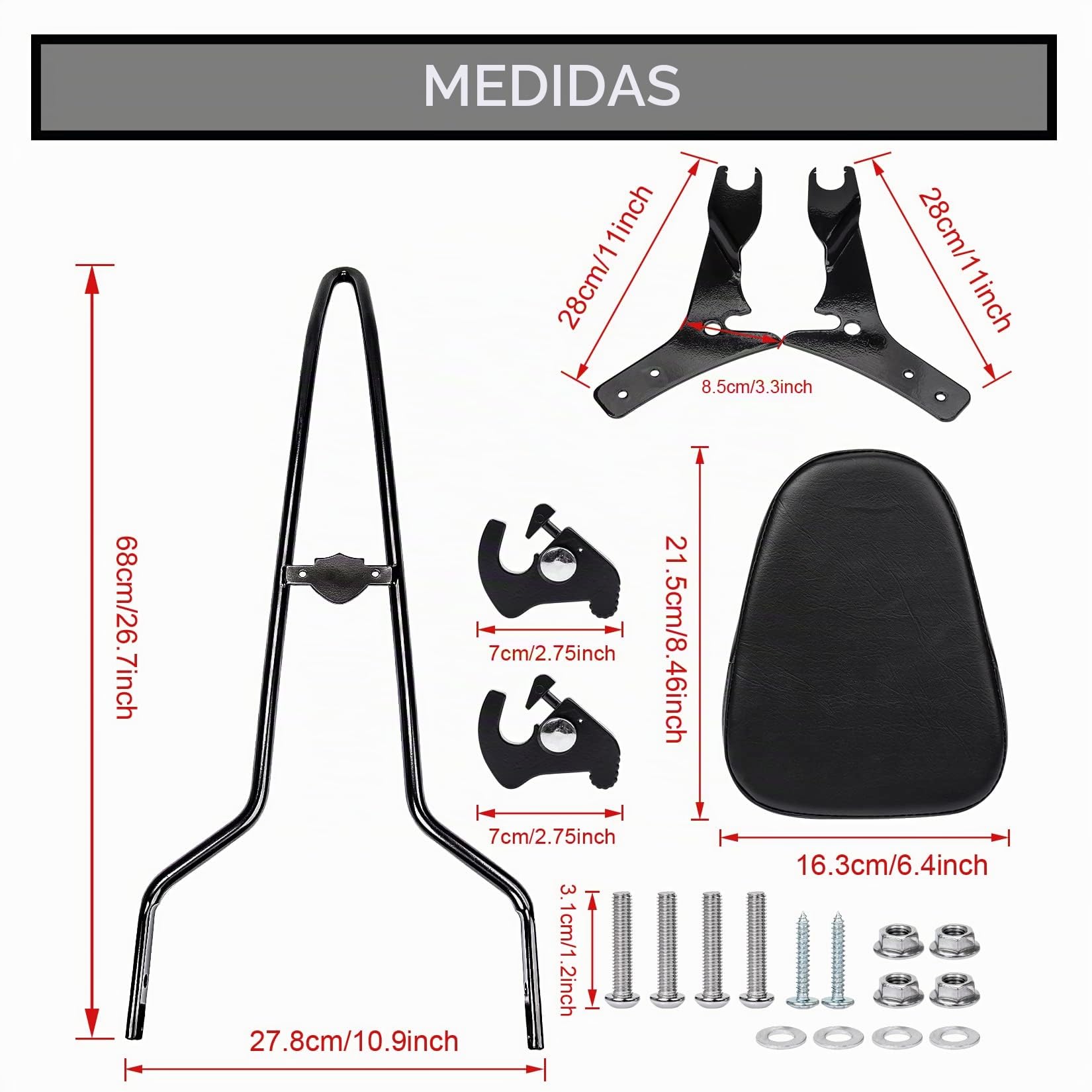 Respaldo para Motocicleta, PSLER Respaldo para Pasajero,Sissy Bar para Touring Road King Street Glide Electra Glide Ultra Limited 2009-2023