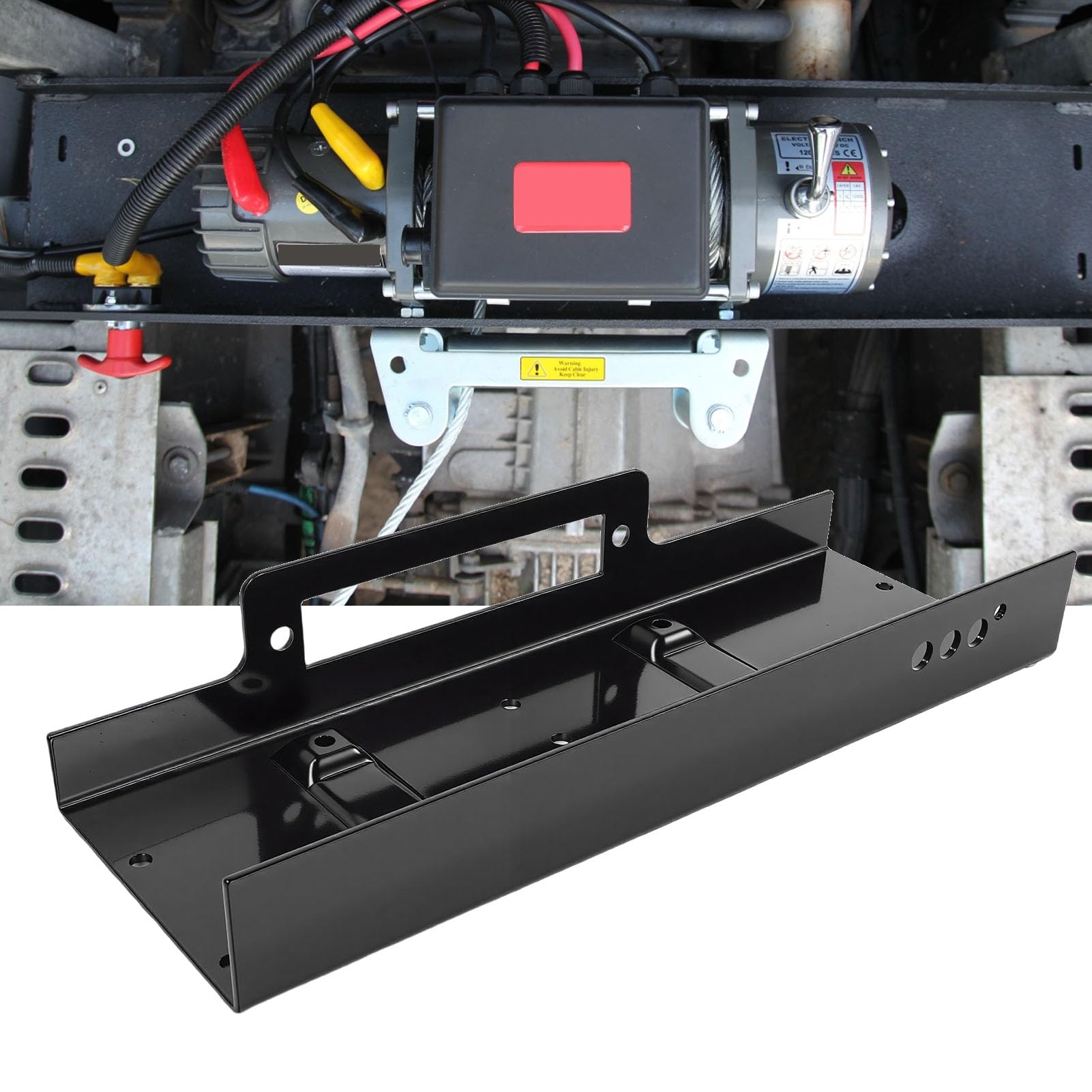 Luocute Plaque de Montage de Treuil Universelle, en Acier Robuste 15 000 Lb avec Matériel de de Guide-câble, pour Camion SUV Remorque Modèle de Boulon surélevé 10x4,5 Pouces