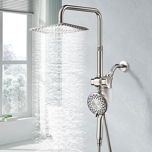 Miniatura 8 de SINGSUO Filtered Rain Shower Head with Handheld Spray Combo, High Pressure Dual Shower Head with Filter for Hard Water, Modern Magnetix Double Matte