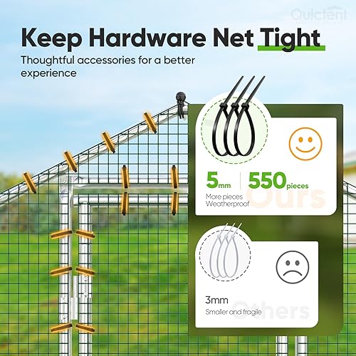 Miniatura 7 de Quictent Gallinero grande de metal para más de 20 aves de corral con paño de hardware lateral y cubierta impermeable, serie avanzada para Plateado