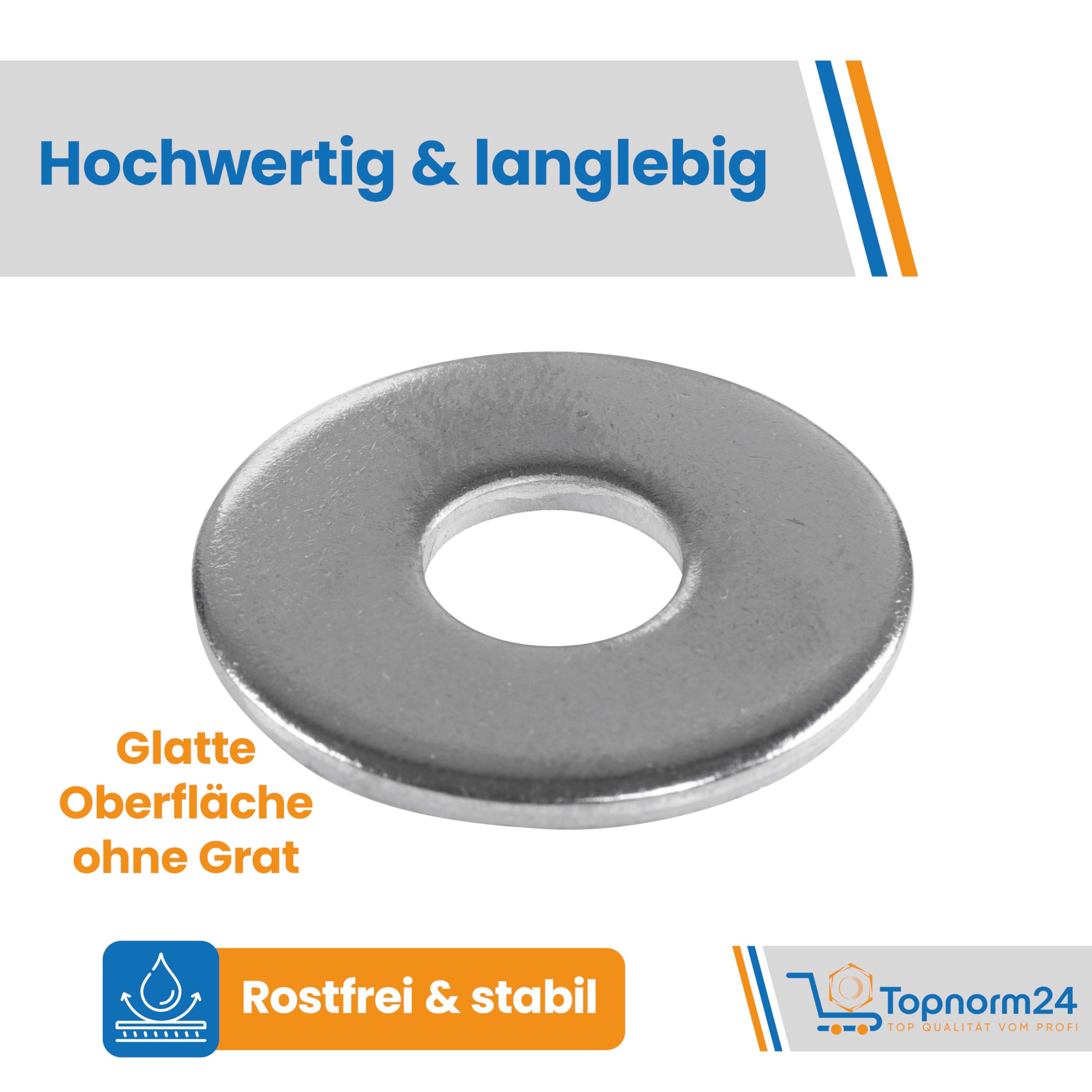 100 Dischi A U In Acciaio Inox M8 - DIN 9021, Spessore 2mm, Per Fissaggi