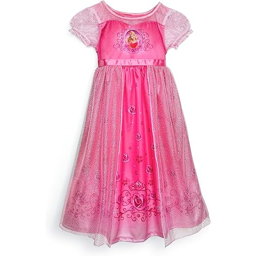 Disney Girls' Princess Dress Nightgown, Fantasy Gown, Soft & Cute Pajamas for Kids