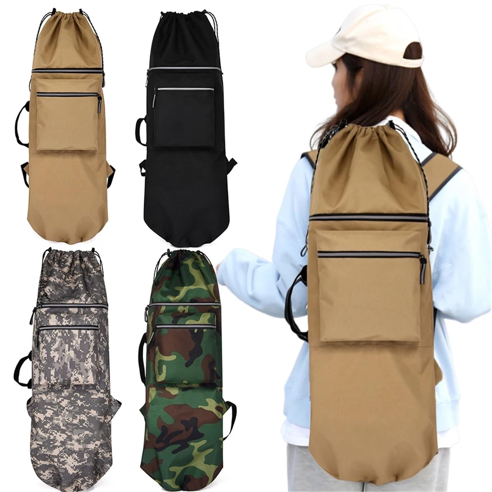 Borsa da Skateboard Zaino porta skateboard, borsa attrezzatura subacquea, multifunzione, chiusura con coulisse for uomo e donna