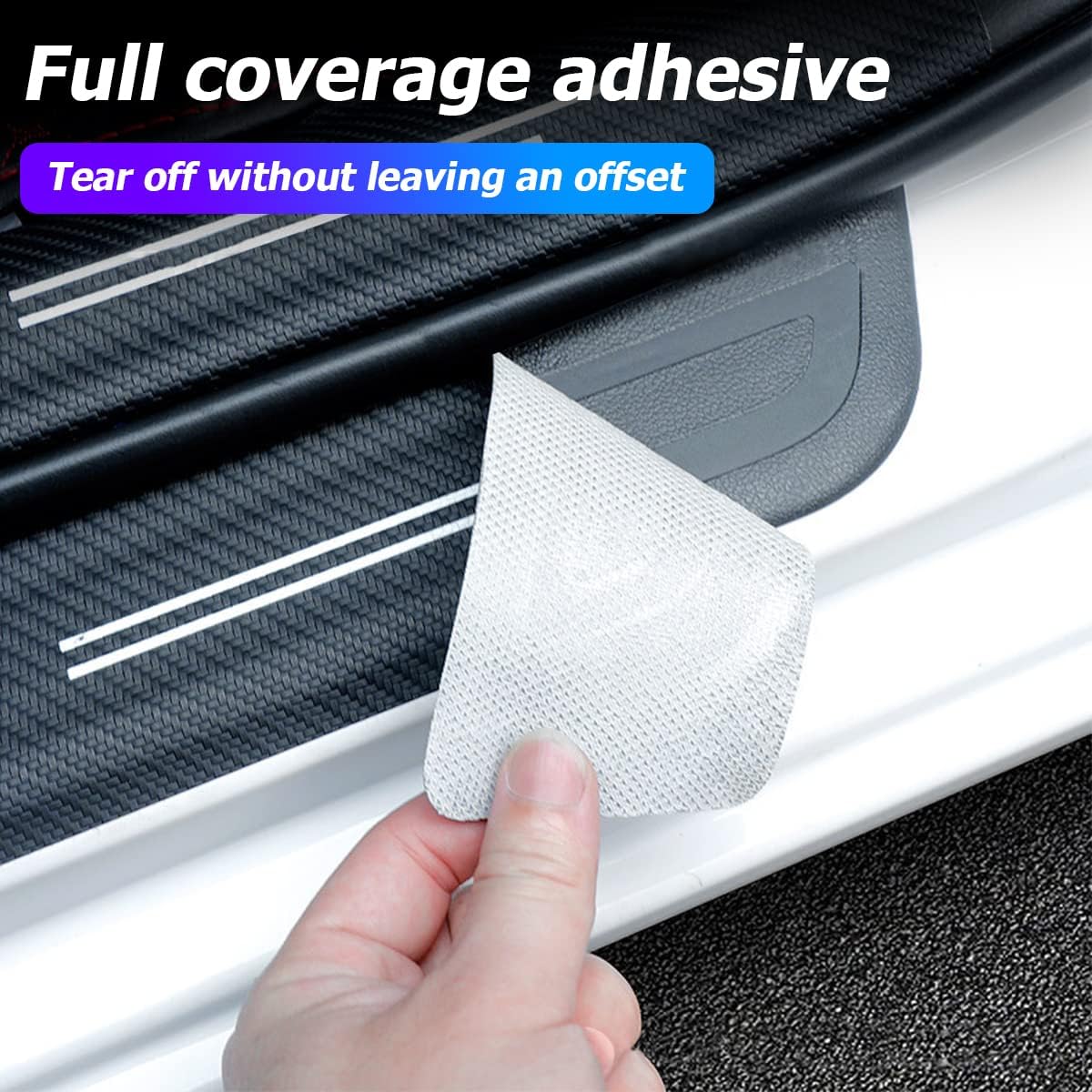 Kit 5 Autocollants Protection Seuil De Porte Pour Ford Grand Tourneo Connect III (2022-2024) - Cuir Fibre De Carbone - Adhésif 3M