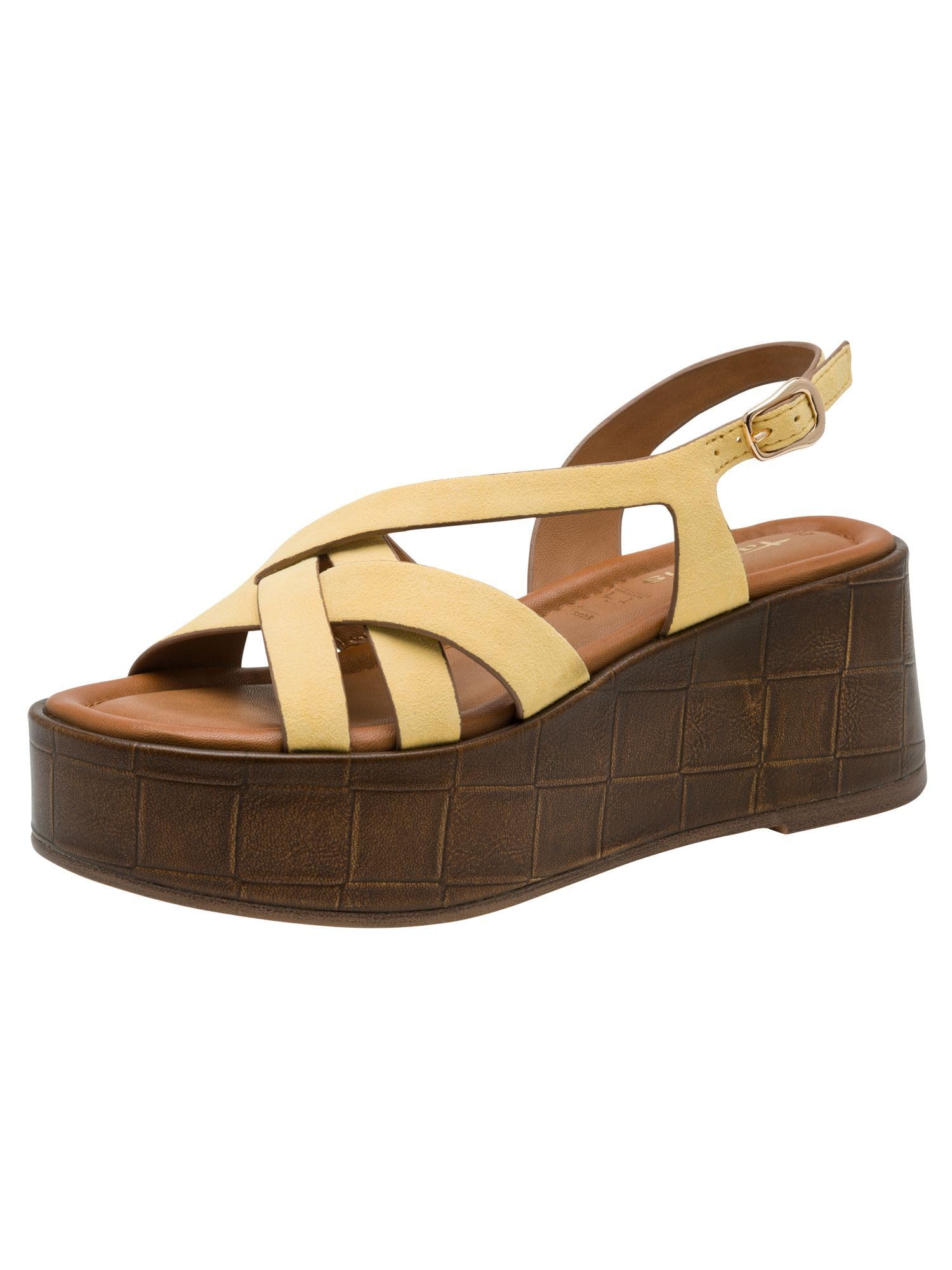 Tamaris Women's Platform Sandal Leather yellow 6.5 UK