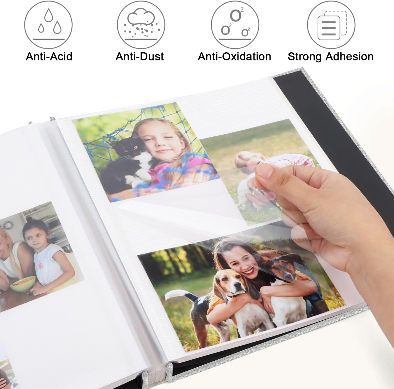 Zesthouse Photo Album Self Adhesive Pages, 60 Pages Magnetic Scrapbook Albums with Sticky Page, Photos Album Holds 8x10 & 5X7 & 4x6 & 6x8 & 3x5, Large Picture Book Ideal Gift for Family Wedding Baby - Image 3