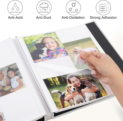 Miniatura 3 de Zesthouse Álbum de fotos grande de 18 pulgadas, páginas autoadhesivas, 60 páginas, álbumes de recortes magnéticos con página adhesiva, álbum de