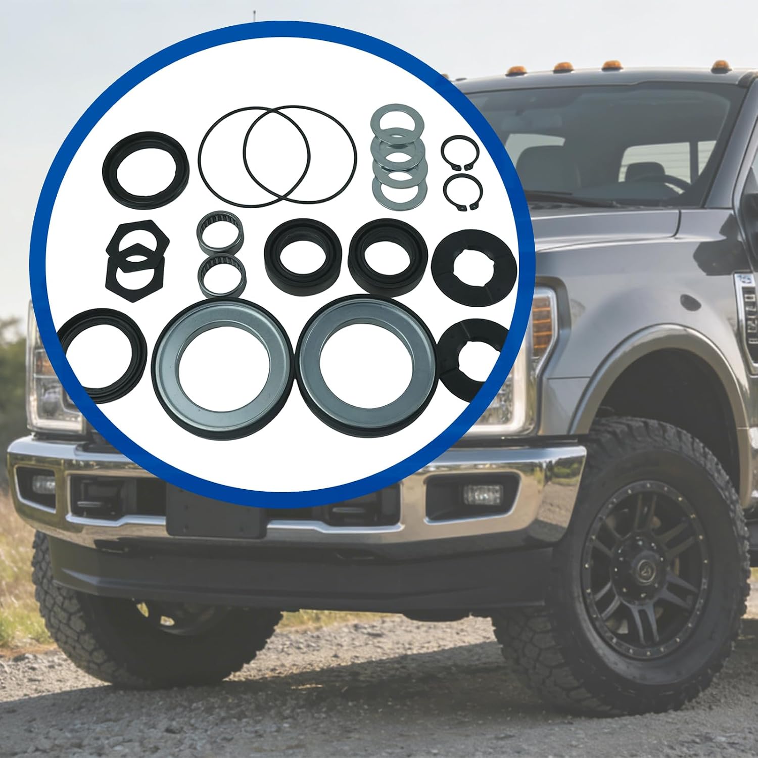 Front Axle Knuckle Seal Kit Fit for Ford Super Duty F-250 F-350 F-450 F-550 Excursion 4X4 Trucks 1998-2004 Replacement for F81Z4A322AA