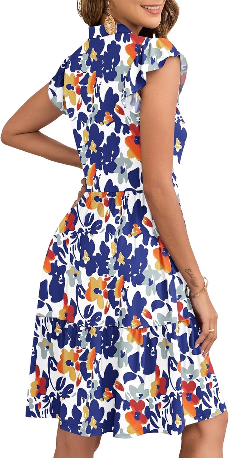 AUSELILY Women's Summer Dresses V Neck Empire Waist Ruffled Sleeve Mini Sundress with Pockets 2026 New - Image 4