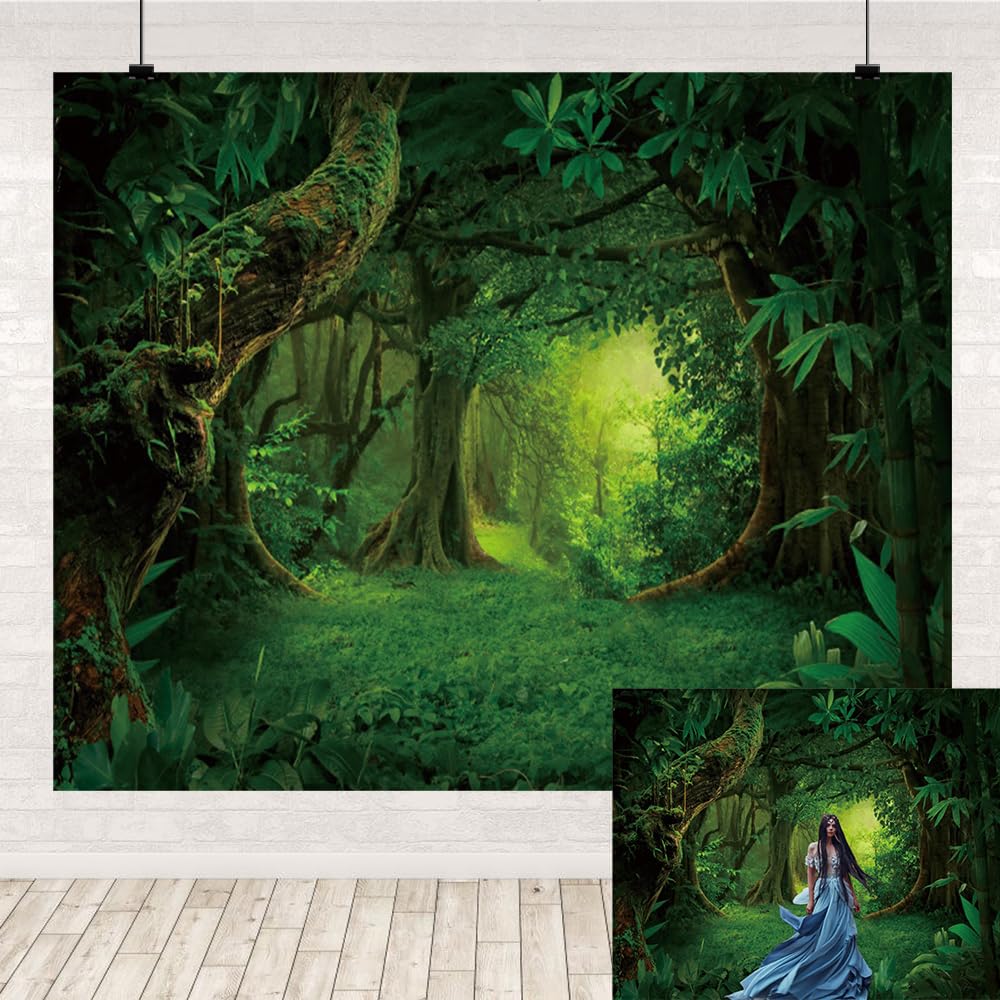 Amazon | ジャングルの森の背景幕 熱帯雨林 魅惑の森 おとぎ話 森 自然