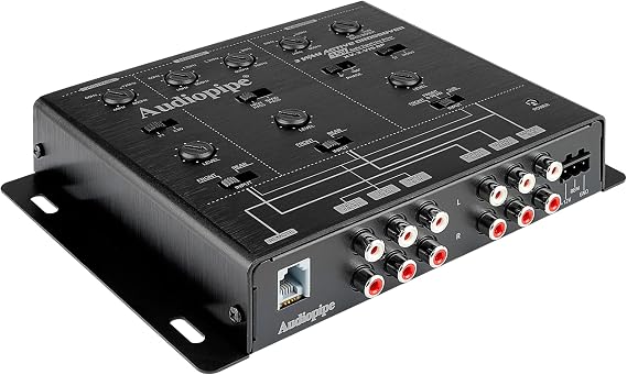 Audiopipe 3-Way Active Crossover with Bandpass Filter (XV-3-V15BP), Multiplier Switch, Compact, Power LED Indicator, Subwoofer Bass Boost, Custom Installation, Remote Bass Knob