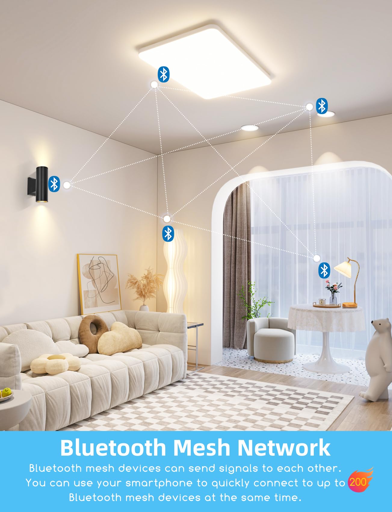 Aigostar Mesh - Alexa LED Applique da parete per esterni Bluetooth Mesh, GU10 Intelligent Up Down Apparecchio da esterno IP65, Nero Illuminazione da parete per Alexa, 2 unità (con telecomando)