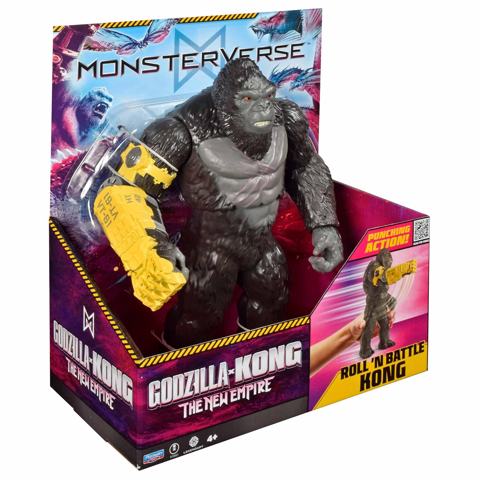 MONSTERVERSE Giant Kong 28 cm Roll & Battle Punch, Figura con Movimiento de Brazos, Codos y Torso, Diseño Inspirado en Godzilla vs. Kong, Figura de Acción para Recrear la Batalla, Famosa (MN320100)
