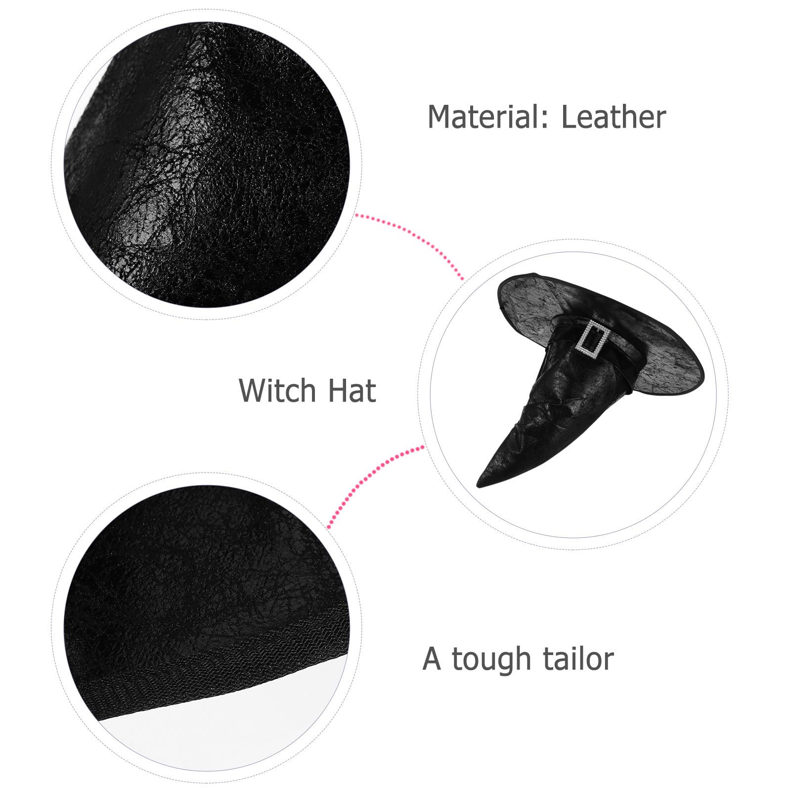 Abaodam 5 Pezzi Cappello da Strega Nero in Cuoio Resistente e Confortevole per Costume di Halloween Accessori Eleganti per Feste e Carnevali Atmosfera Festiva