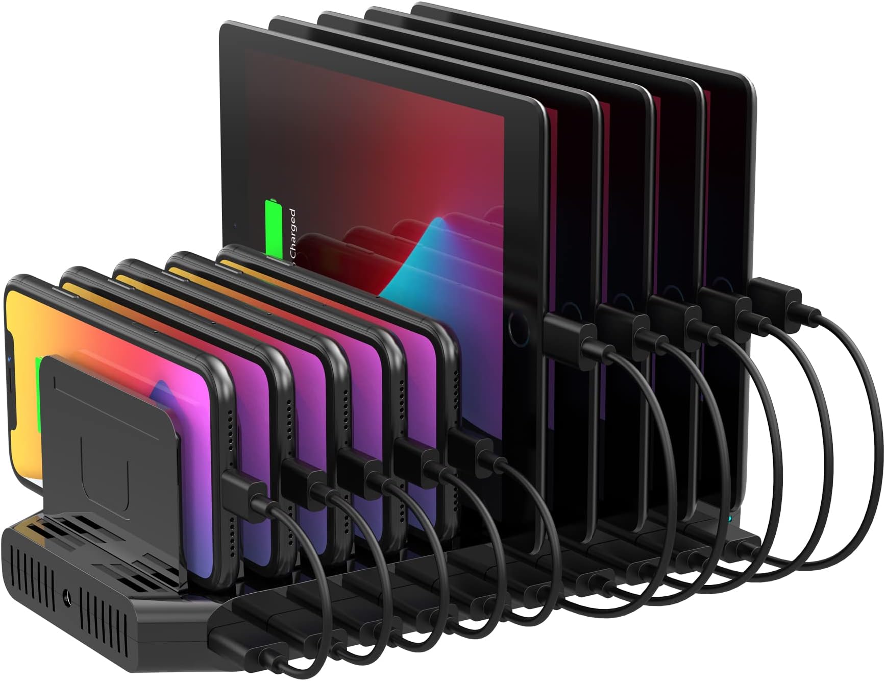 Unitek 2024 Power Supply USB Charging Station, 10 Ports, Tabletop Stand, Max 12 A, 60 W, PSE Certified, 10 Devices Simultaneously Charging, 1.5 A, 2.4 A, Supports Multiple Devices, Android/iPhone/iPad