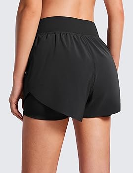 Amazon.com: CRZ YOGA 2 in 1 Dolphin Running Shorts for Women High