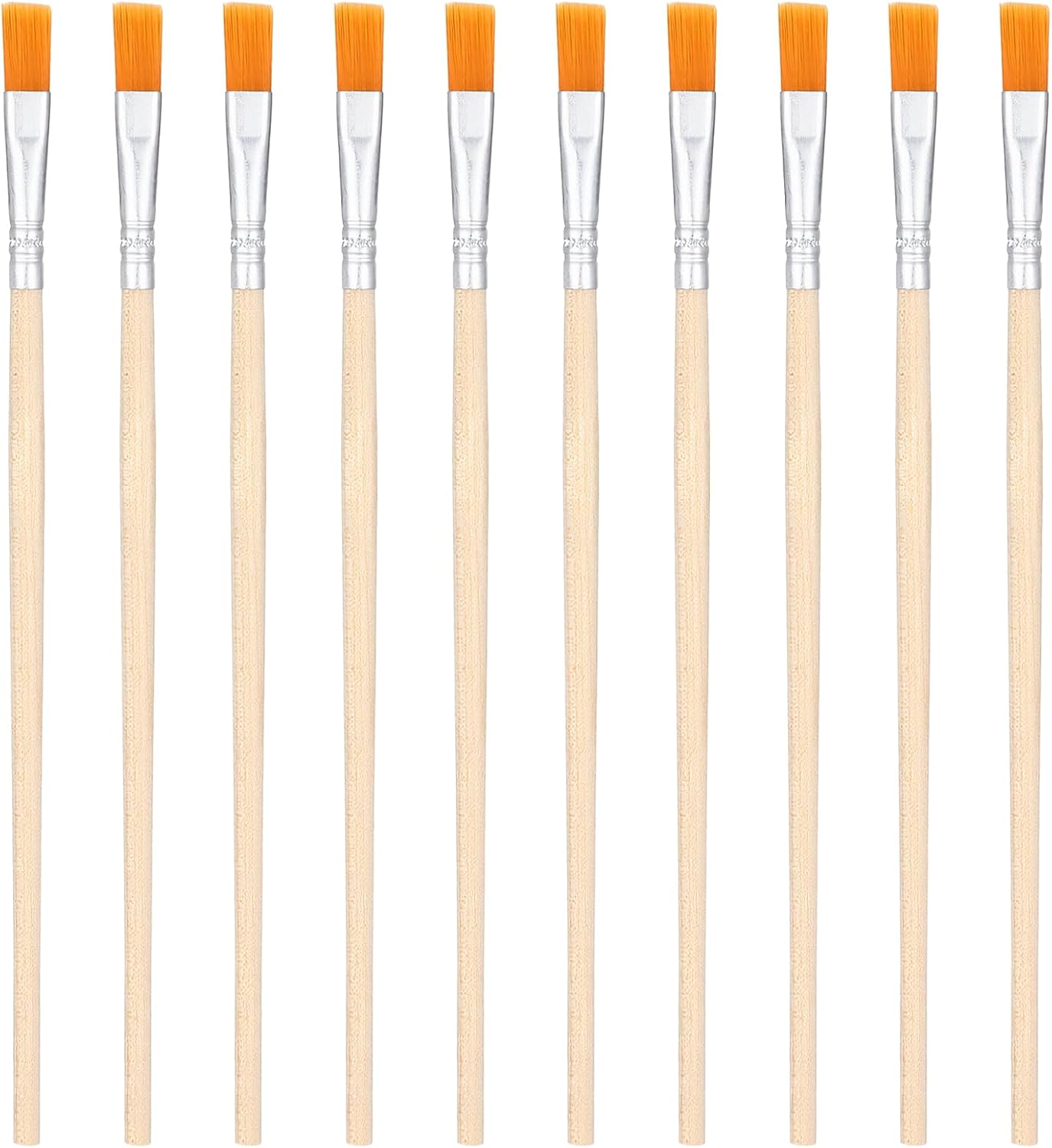ElevateTech Flat Paint Brush Set, 10 Pcs Flat Paint Brushes for Acrylic Painting Small Paintbrush with Wooden Handle Artists Paintbrush Craft Brush for Watercolor Gouache Oil Body Detail Painting