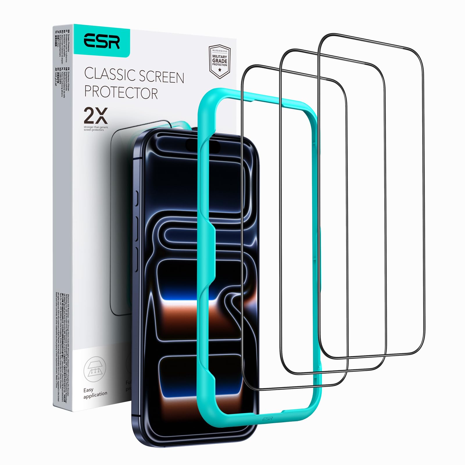 ３枚入り　保護フィルム Amazon | 【3秒で完成・秒貼革命】ESR ガラスフィルム iPhone 17 Pro