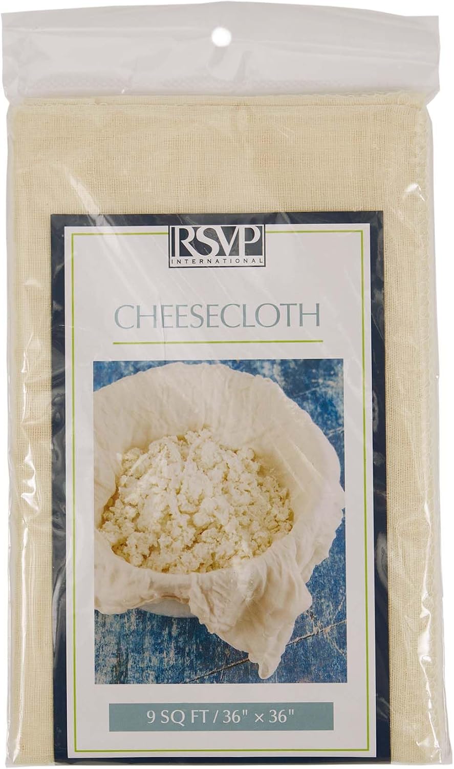 RSVP International Large Unbleached Fine Cheesecloth, All-Natural, Lint Free Cotton, Kitchen Cheese Cloth for Cooking, Turkey Basting, Straining, Cheese Making, Bouquet Garni, 36x36-inch, Natural