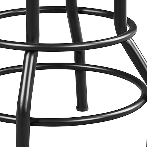 Miniatura 39 de Yaheetech Taburete de bar industrial, vintage, rústico, altura de mostrador, taburete de bar de metal, ajustable con asiento redondo de madera,