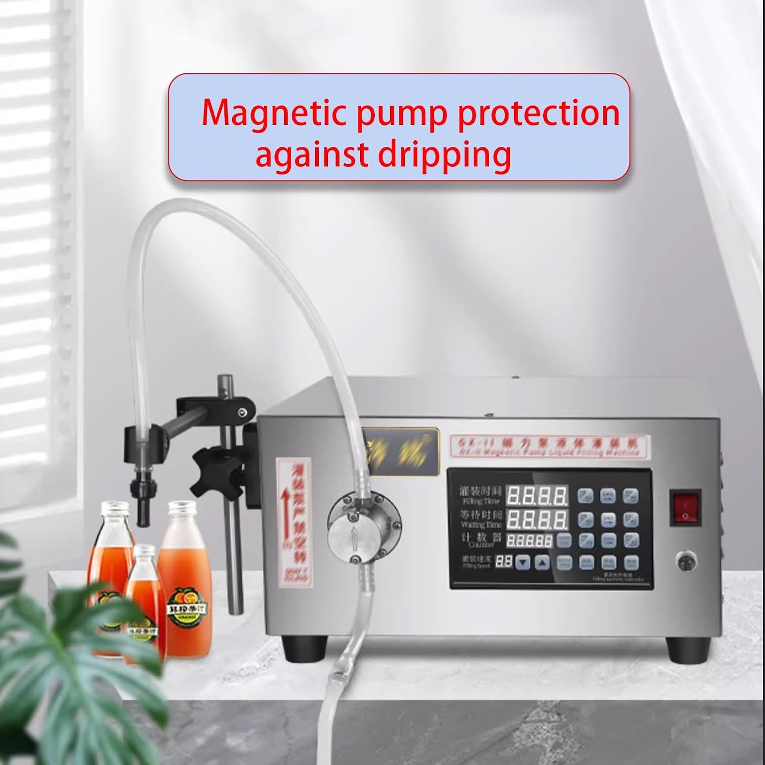 Filling Machine, Liquid Single Head Magnetic Pump Bottle Filler, Automatic Quantitative Filler Machine, Digital Control Liquid Filler Stainless Steel