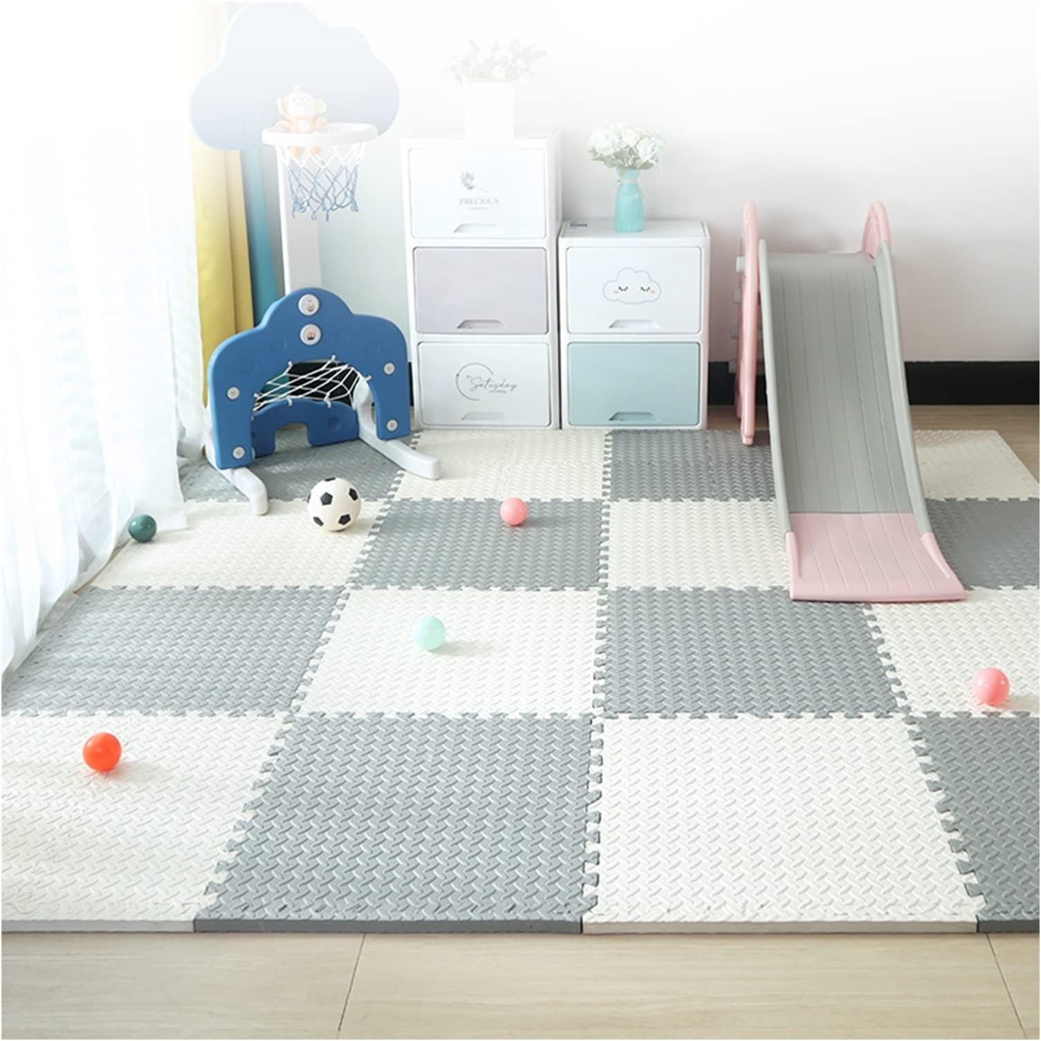 AYLYHD Interlocking Floors Tiles Waterproof Soft Foam Mat Tiles Comfortable Interlocking Floors Baby Kindergarten, 4 Colors, 17 Size (Color : C, Size : 60x60x2.5cm-9pcs)