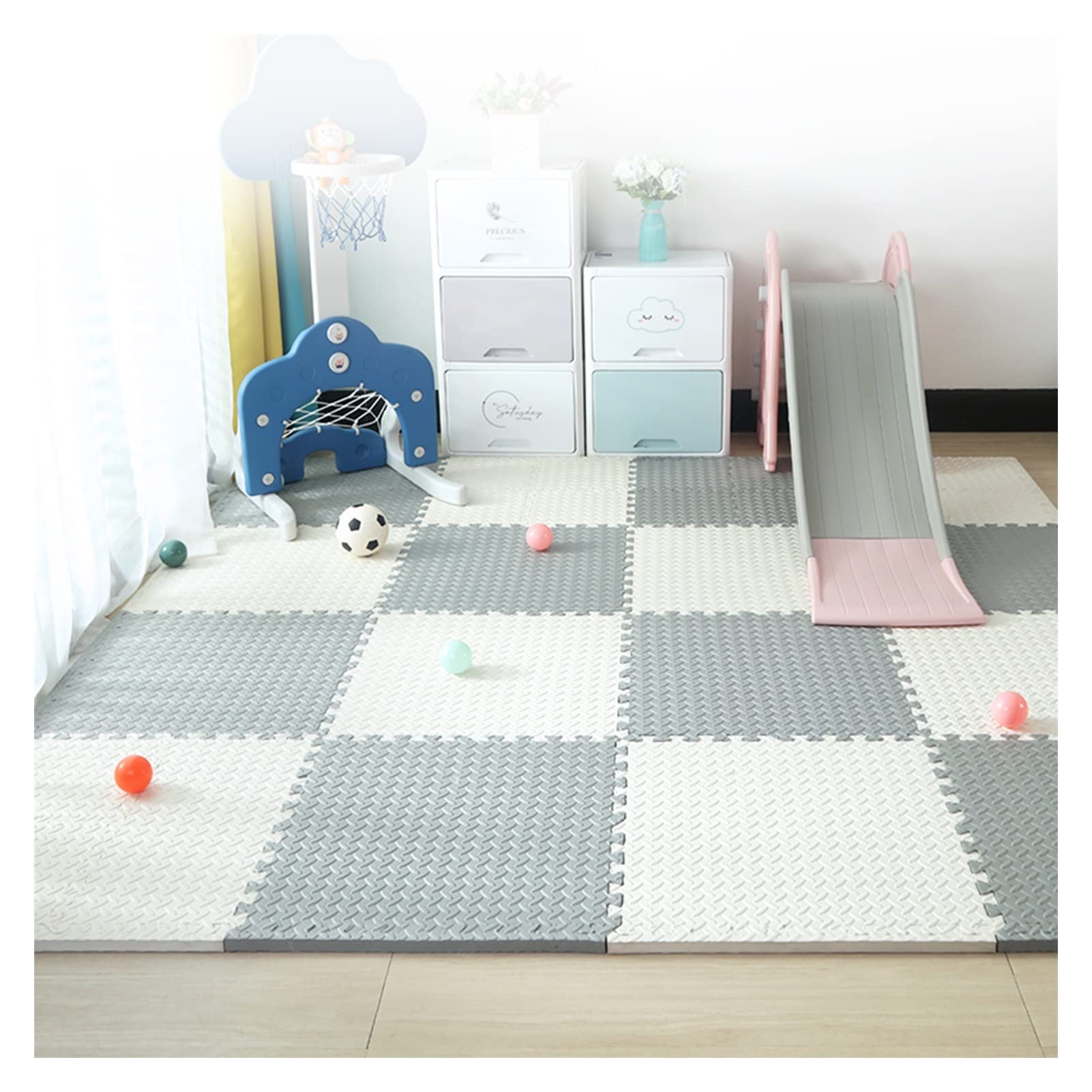 AYLYHD Interlocking Floors Tiles Waterproof Soft Foam Mat Tiles Comfortable Interlocking Floors Baby Kindergarten, 4 Colors, 17 Size (Color : C, Size : 60x60x2.5cm-9pcs)