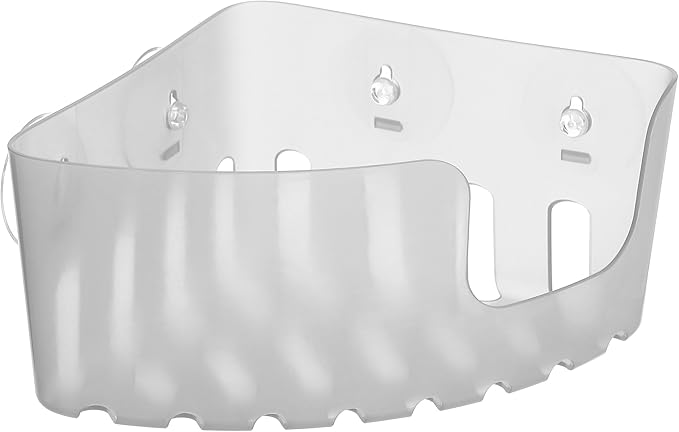 TATAY Duschregal Ohne Bohren Ecke | Mit Saugnäpfen | Tragkraft 2 kg | Polypropylen Feuchtigkeitsbeständig | Eckformat | 20 x 20 x 11 cm – Modell Standard – Glacé