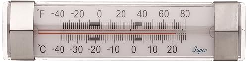 Supco Termómetro horizontal del refrigerador del congelador del acero inoxidable ST06, -40 a 80 grados F