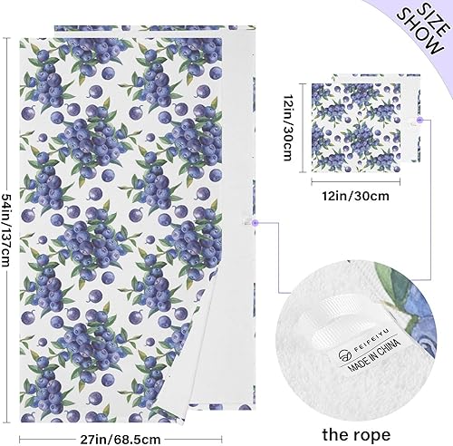 Miniatura 3 de Juego de toallas de baño de frutas bayas y arándanos para hombres y mujeres, toallas de baño 100% algodón con diseños y toalla de baño súper