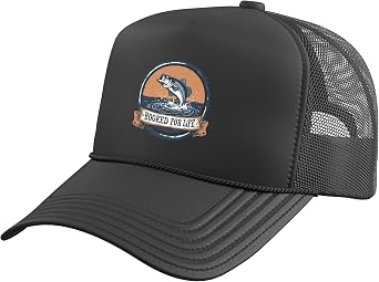 Hooked for Life Bass Fishing Passion Trucker Hat with Adjustable Mesh Back