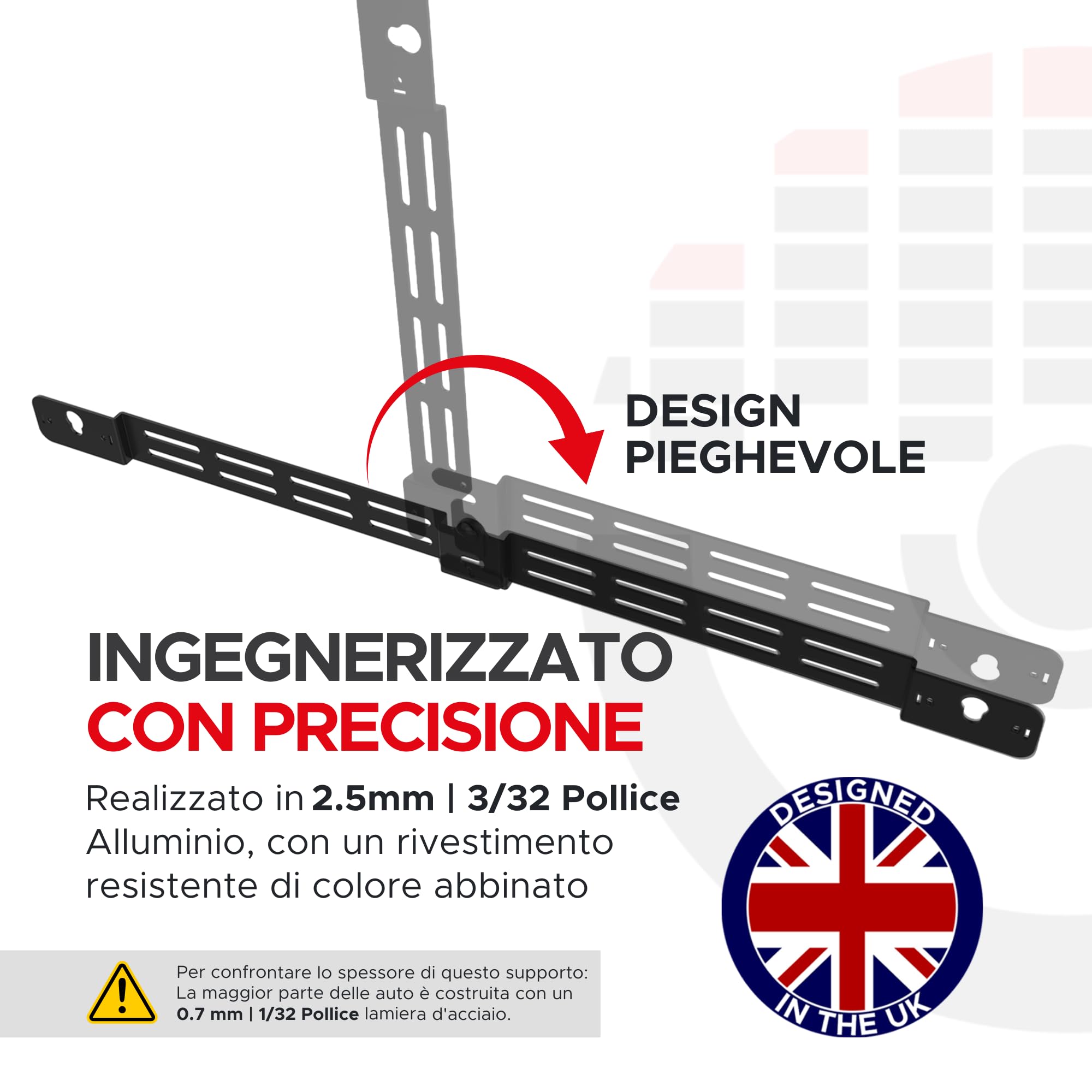 Sound bass Staffa da parete per Arc Soundbar, nera | Compatibile con Sonos Arc e Arc Ultra, profondità regolabile, kit completo, progettato nel Regno Unito