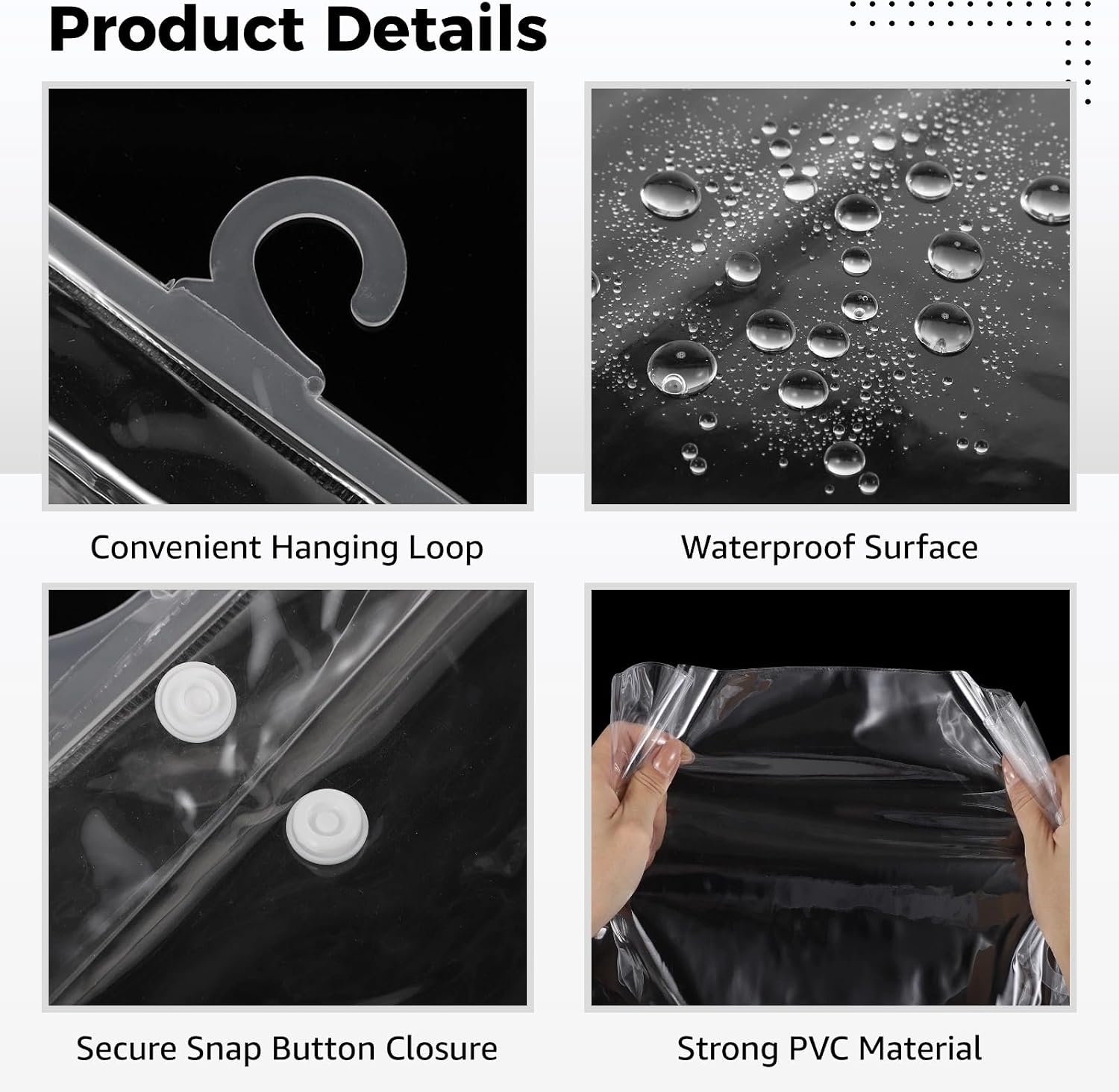 36 Pcs Hanging Storage Bags, Clear PVC Bags with Large Hook image 4