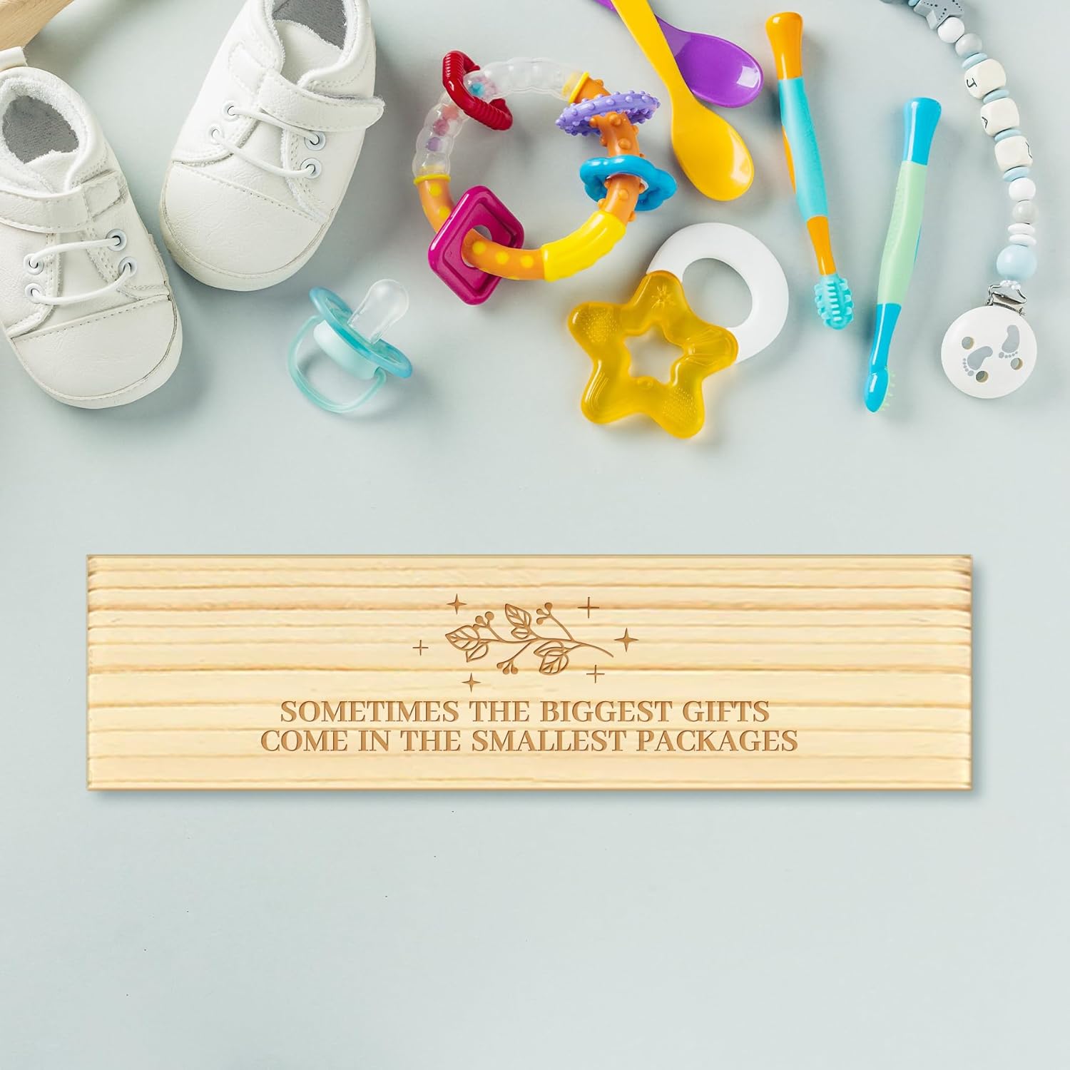 CHGCRAFT Pregnancy Test Keepsake Box Starlight Leaves Wooden Pregnancy Announcement Gifts Box with Raffia Ribbon and Lock Announcement Gifts for Dad Husband, 8x2x1.2 inch - Image 4