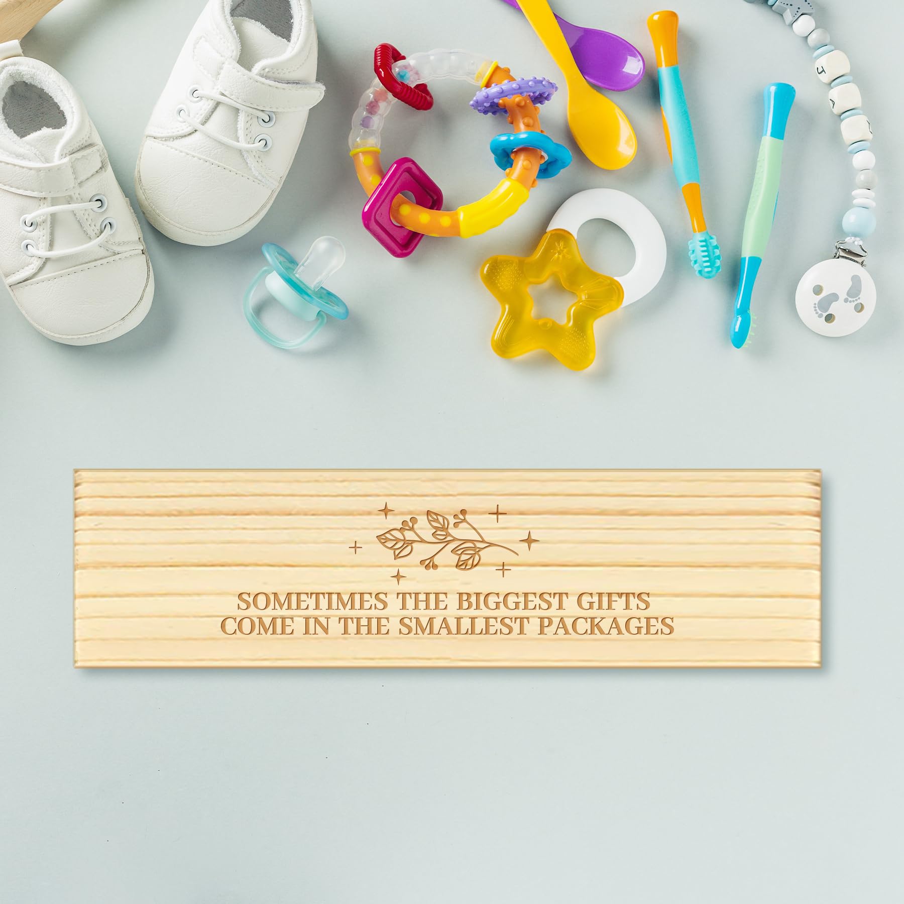 CHGCRAFT Pregnancy Test Keepsake Box Starlight Leaves Wooden Pregnancy Announcement Gifts Box with Raffia Ribbon and Lock Announcement Gifts for Dad Husband 8x2x1.2 inch - Image 4