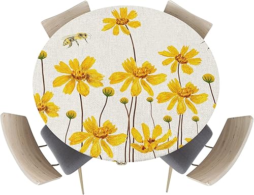 Mantel redondo ajustable de gnomo de Navidad, mantel ajustable a cuadros de búfalo negro y rojo con borde elástico, impermeable, mantel circular de